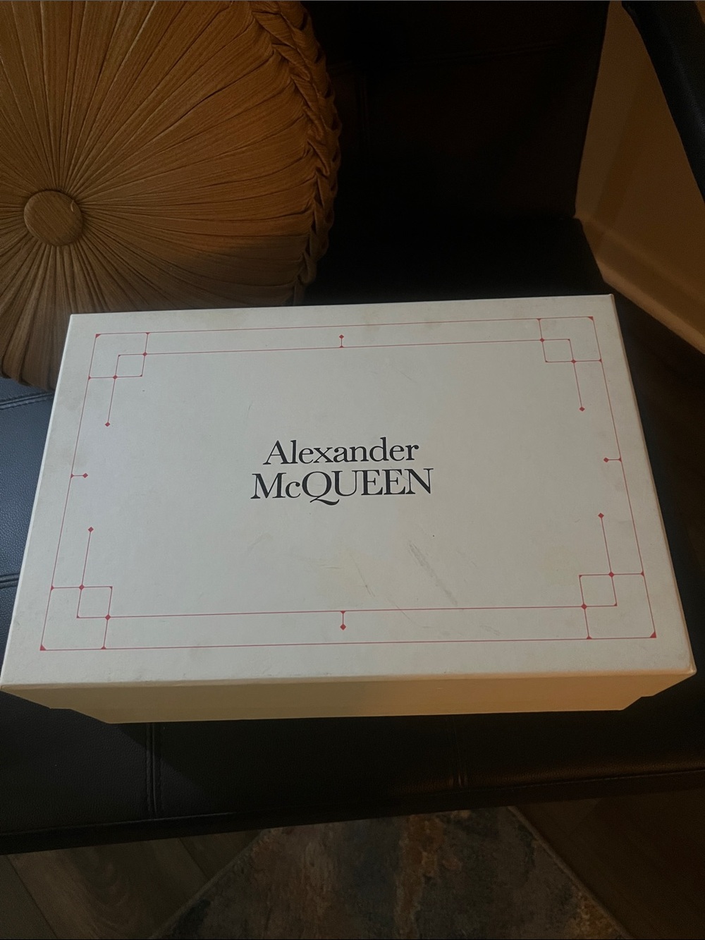 Alexander McQueen White Box with Red Border Accent